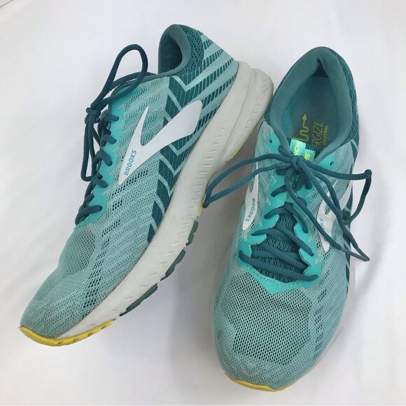 Brooks Launch 6 Teal White Lace Up Athletic Running Shoes - Picture 2 of 16